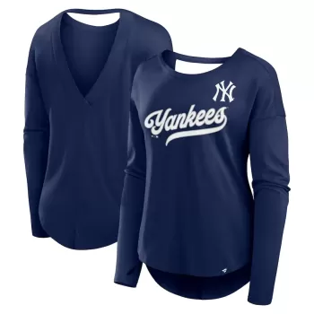 Women's New York Yankees Fanatics Navy Core Boat Neck Long Sleeve T-Shirt Women's New York Yankees Fanatics Navy Core Boat Neck Long Sleeve T-Shirt