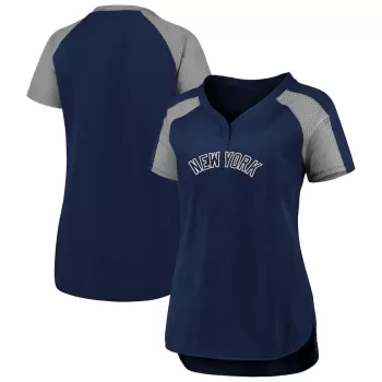 Women's New York Yankees Fanatics Navy/Gray Iconic League Diva Raglan V-Neck T-Shirt