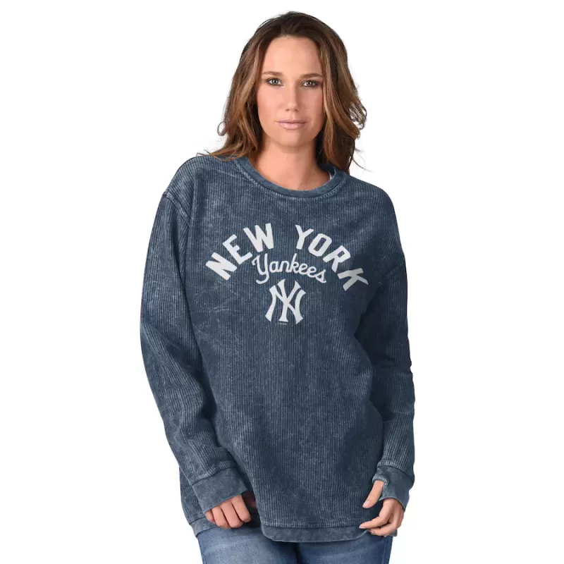 Women's New York Yankees G-III 4Her by Carl Banks Navy Comfy Cord Pullover Sweatshirt Women's New York Yankees G-III 4Her by Carl Banks Navy Comfy Cord Pullover Sweatshirt
