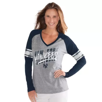 Women's New York Yankees G-III 4Her by Carl Banks Navy The Franchise Tri-Blend Raglan V-Neck Long Sleeve T-Shirt Women's New York Yankees G-III 4Her by Carl Banks Navy The Franchise Tri-Blend Raglan V-Neck Long Sleeve T-Shirt