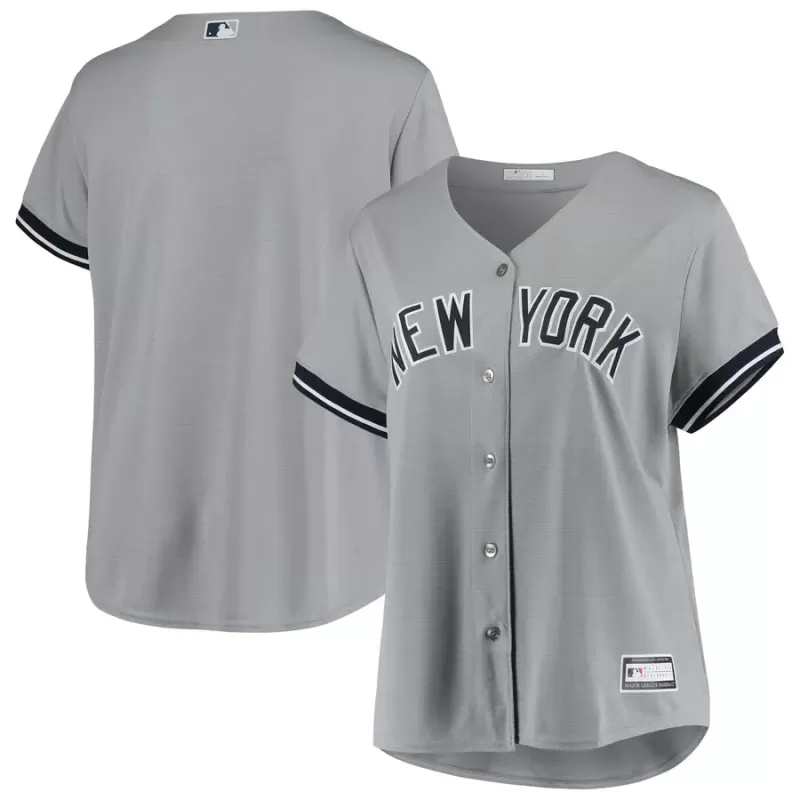 Women's New York Yankees Gray Plus Size Road Replica Team Jersey Women's New York Yankees Gray Plus Size Road Replica Team Jersey
