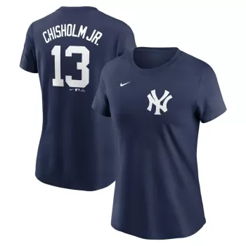 Women's New York Yankees Jazz Chisholm Jr. Nike Navy Fuse Name & Number T-Shirt Women's New York Yankees Jazz Chisholm Jr. Nike Navy Fuse Name & Number T-Shirt