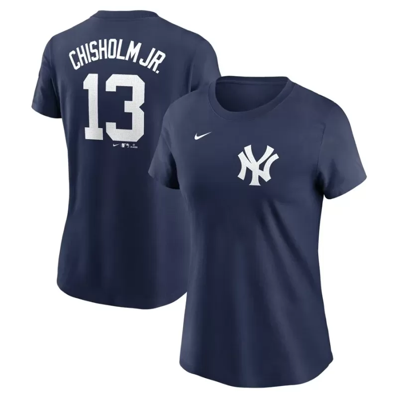 Women's New York Yankees Jazz Chisholm Jr. Nike Navy Fuse Name & Number T-Shirt Women's New York Yankees Jazz Chisholm Jr. Nike Navy Fuse Name & Number T-Shirt