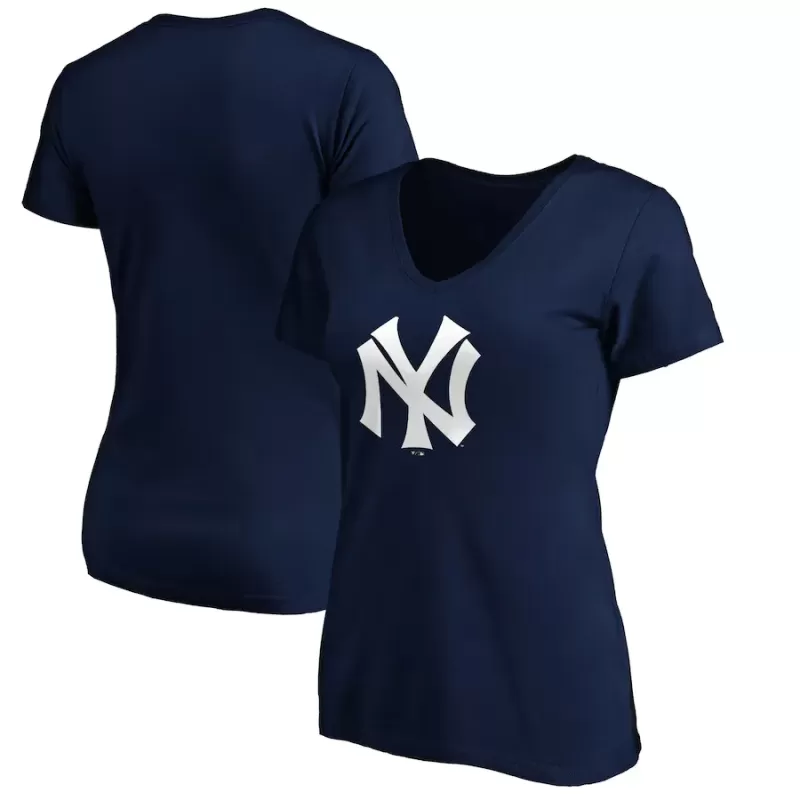 Women's New York Yankees Navy Cooperstown Collection Huntington Logo V-Neck T-Shirt Women's New York Yankees Navy Cooperstown Collection Huntington Logo V-Neck T-Shirt