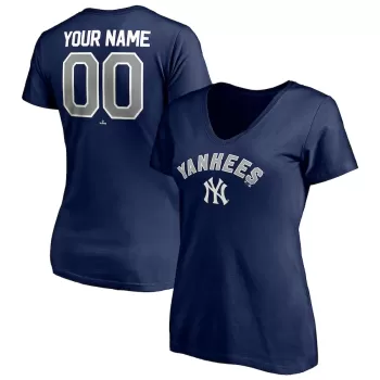 Women's New York Yankees Navy Personalized Winning Streak Name & Number V-Neck T-Shirt Women's New York Yankees Navy Personalized Winning Streak Name & Number V-Neck T-Shirt