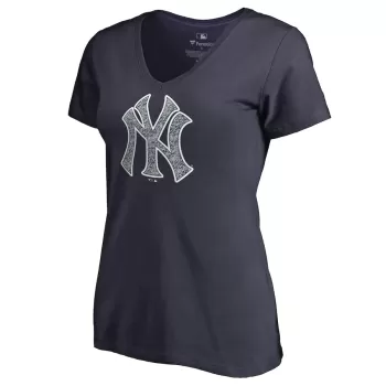 Women's New York Yankees Navy Static Logo V-Neck T-Shirt Women's New York Yankees Navy Static Logo V-Neck T-Shirt