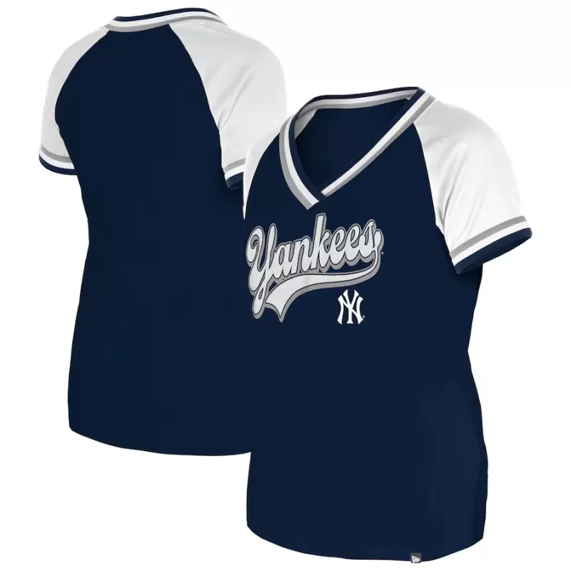 Women's New York Yankees New Era Navy Gameday Raglan V-Neck T-Shirt Women's New York Yankees New Era Navy Gameday Raglan V-Neck T-Shirt