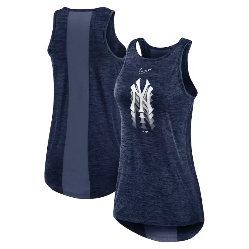 Women's New York Yankees Nike Navy Logo Fade High Neck Performance Tank Top Women's New York Yankees Nike Navy Logo Fade High Neck Performance Tank Top