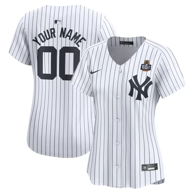 Women's New York Yankees Nike White 2024 World Series Home Custom Limited Jersey Women's New York Yankees Nike White 2024 World Series Home Custom Limited Jersey