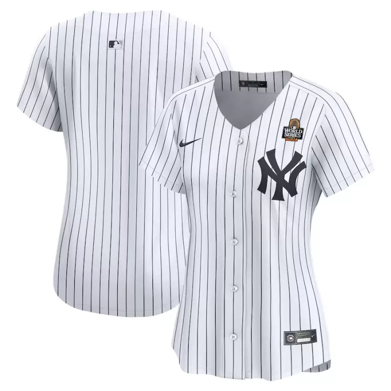 Women's New York Yankees Nike White 2024 World Series Home Limited Jersey Women's New York Yankees Nike White 2024 World Series Home Limited Jersey