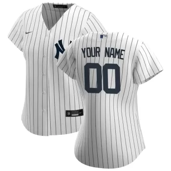 Women's New York Yankees Nike White Home Replica Custom Jersey Women's New York Yankees Nike White Home Replica Custom Jersey