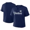 Women's New York Yankees Profile Navy Plus Size Wordmark Notch Neck T-Shirt