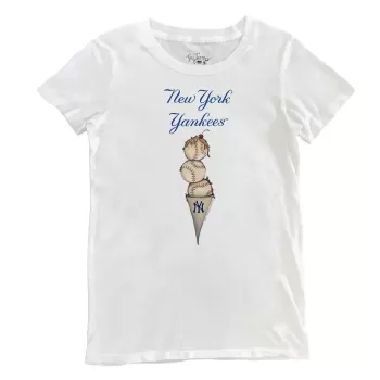Women's New York Yankees Tiny Turnip White Triple Scoop T-Shirt Women's New York Yankees Tiny Turnip White Triple Scoop T-Shirt