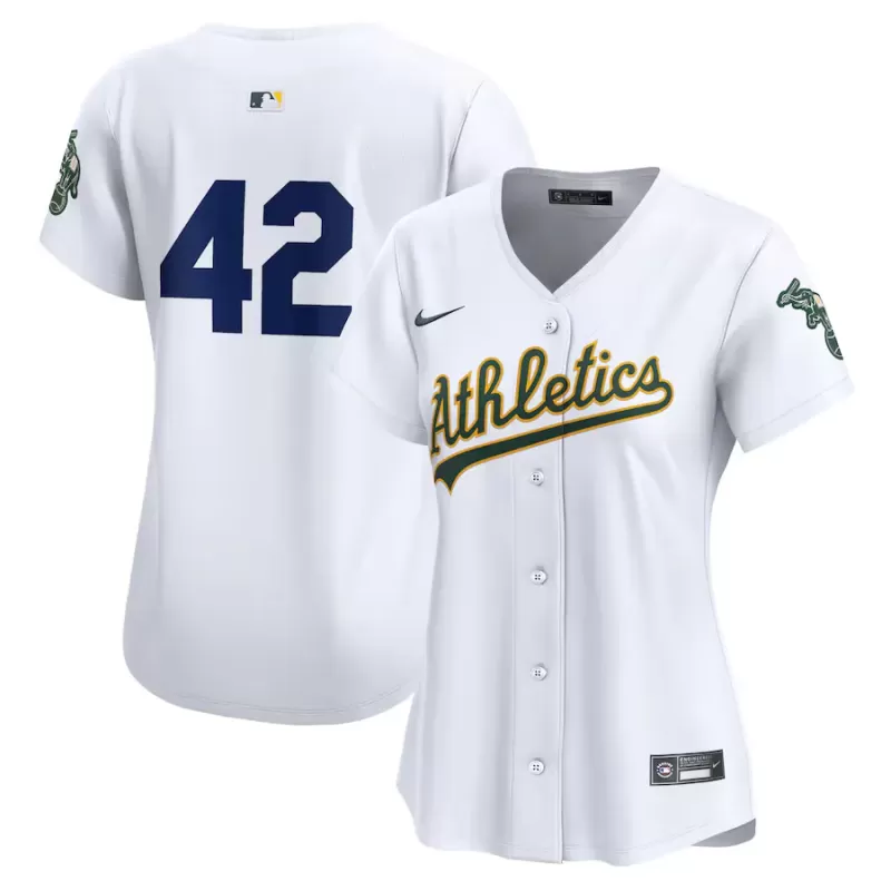 Women's Oakland Athletics Nike White 2024 Jackie Robinson Day Home Limited Jersey Women's Oakland Athletics Nike White 2024 Jackie Robinson Day Home Limited Jersey