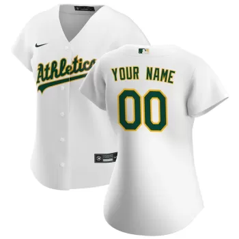 Women's Oakland Athletics Nike White Home Replica Custom Jersey Women's Oakland Athletics Nike White Home Replica Custom Jersey
