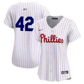 Women's Philadelphia Phillies Nike White 2024 Jackie Robinson Day Home Limited Jersey Women's Philadelphia Phillies Nike White 2024 Jackie Robinson Day Home Limited Jersey