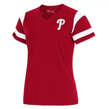 Women's Philadelphia Phillies Antigua Red Encounter Notch Neck Top Women's Philadelphia Phillies Antigua Red Encounter Notch Neck Top