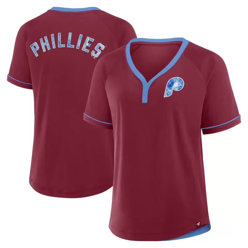 Women's Philadelphia Phillies Fanatics Burgundy Cooperstown Collection League Diva V-Neck T-Shirt Women's Philadelphia Phillies Fanatics Burgundy Cooperstown Collection League Diva V-Neck T-Shirt