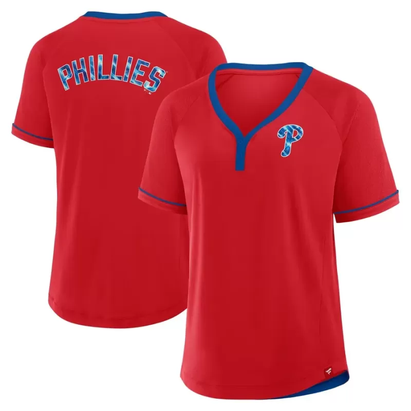 Women's Philadelphia Phillies Fanatics Red League Diva Star Raglan V-Neck T-Shirt Women's Philadelphia Phillies Fanatics Red League Diva Star Raglan V-Neck T-Shirt