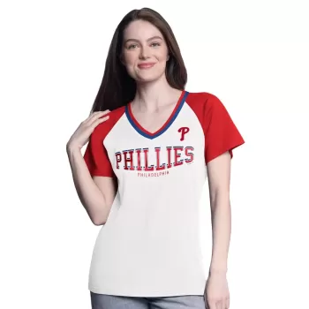 Women's Philadelphia Phillies G-III 4Her by Carl Banks White/Red Ball Park Raglan V-Neck T-Shirt