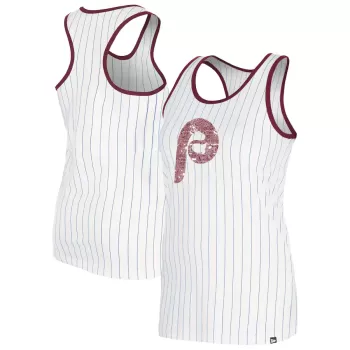 Women's Philadelphia Phillies New Era White Gameday Pinstripe Tank Top