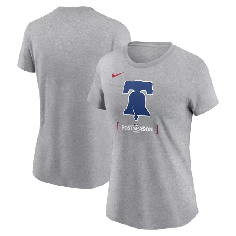 Women's Philadelphia Phillies Nike Heather Gray 2024 MLB Postseason Authentic Collection T-Shirt Women's Philadelphia Phillies Nike Heather Gray 2024 MLB Postseason Authentic Collection T-Shirt