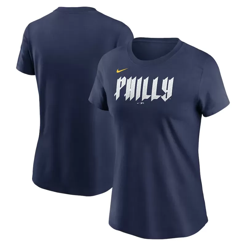 Women's Philadelphia Phillies Nike Navy 2024 City Connect Wordmark T-Shirt Women's Philadelphia Phillies Nike Navy 2024 City Connect Wordmark T-Shirt