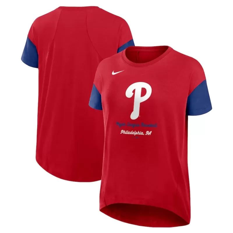 Women's Philadelphia Phillies Nike Red Flowy T-Shirt Women's Philadelphia Phillies Nike Red Flowy T-Shirt