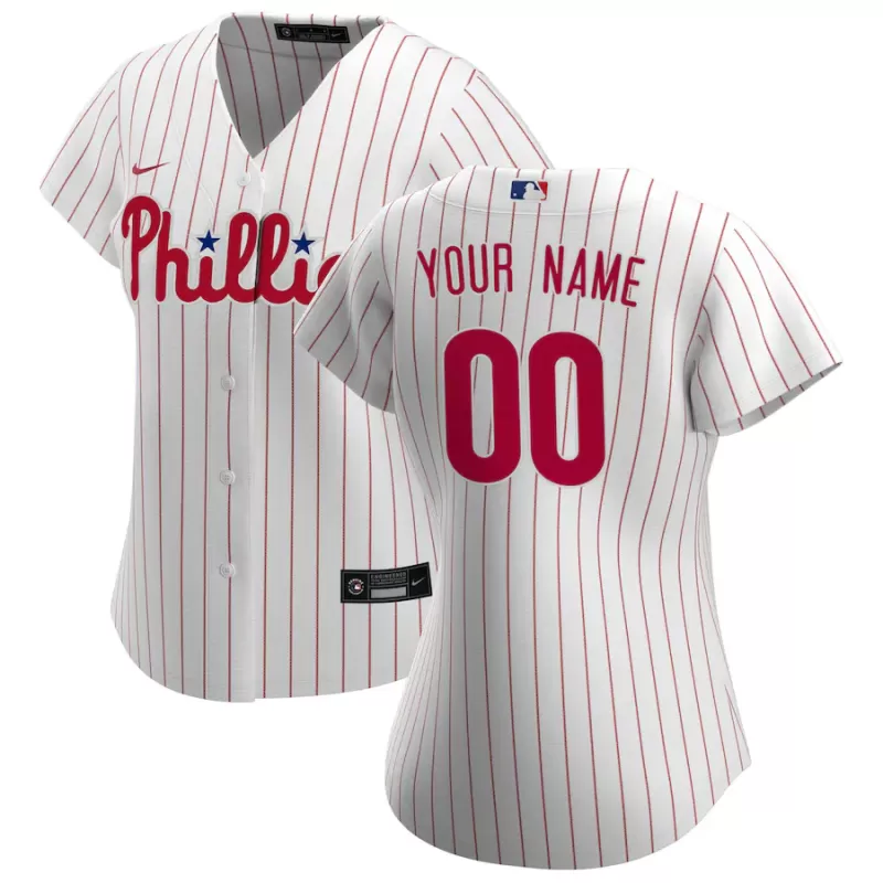 Women's Philadelphia Phillies Nike White Home Replica Custom Jersey Women's Philadelphia Phillies Nike White Home Replica Custom Jersey
