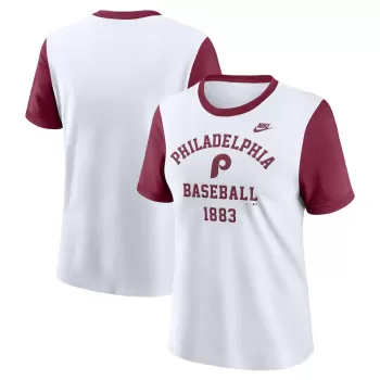 Women's Philadelphia Phillies Nike White Tri-Blend Cooperstown Logo T-Shirt