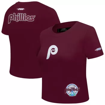 Women's Philadelphia Phillies Pro Standard Burgundy Game Day Classics Baby Doll Cropped T-Shirt