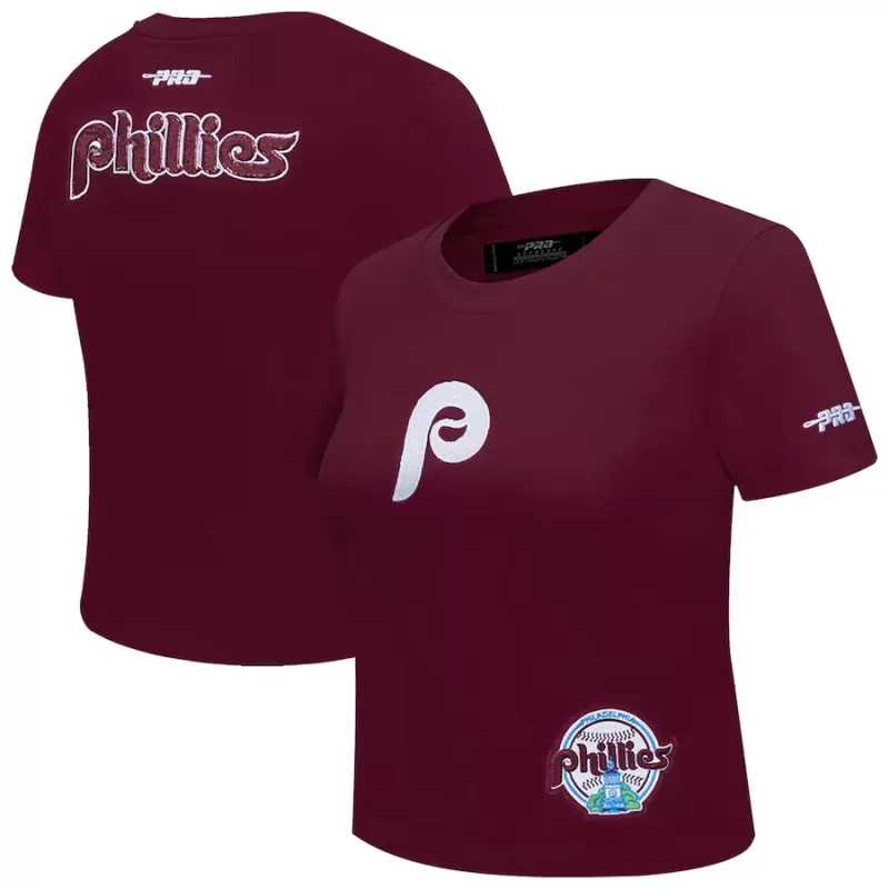 Women's Philadelphia Phillies Pro Standard Burgundy Game Day Classics Baby Doll Cropped T-Shirt Women's Philadelphia Phillies Pro Standard Burgundy Game Day Classics Baby Doll Cropped T-Shirt