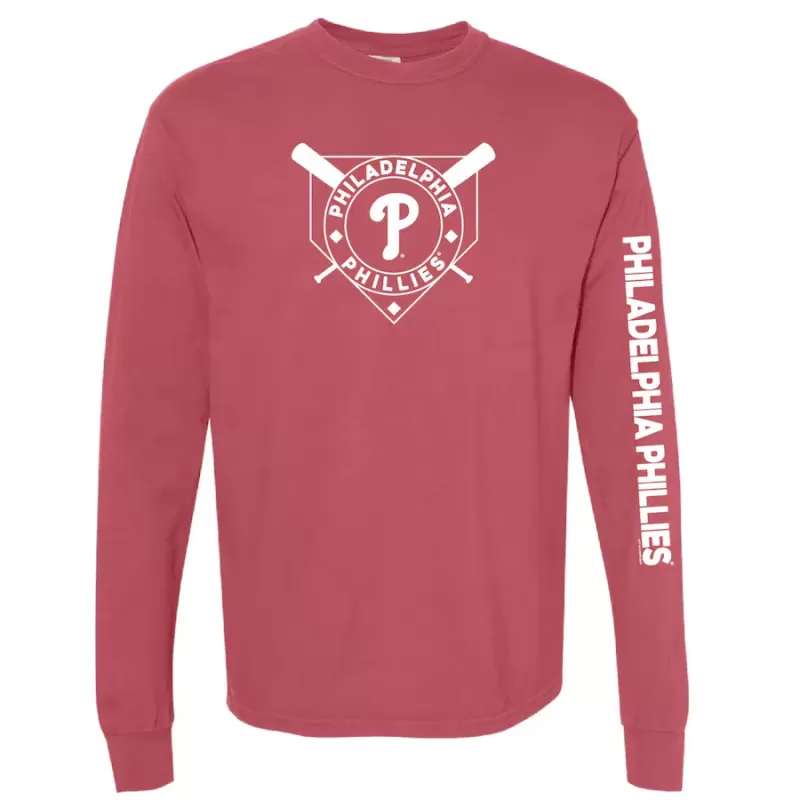 Women's Philadelphia Phillies Soft as a Grape Red Pigment Dye Long Sleeve T-Shirt