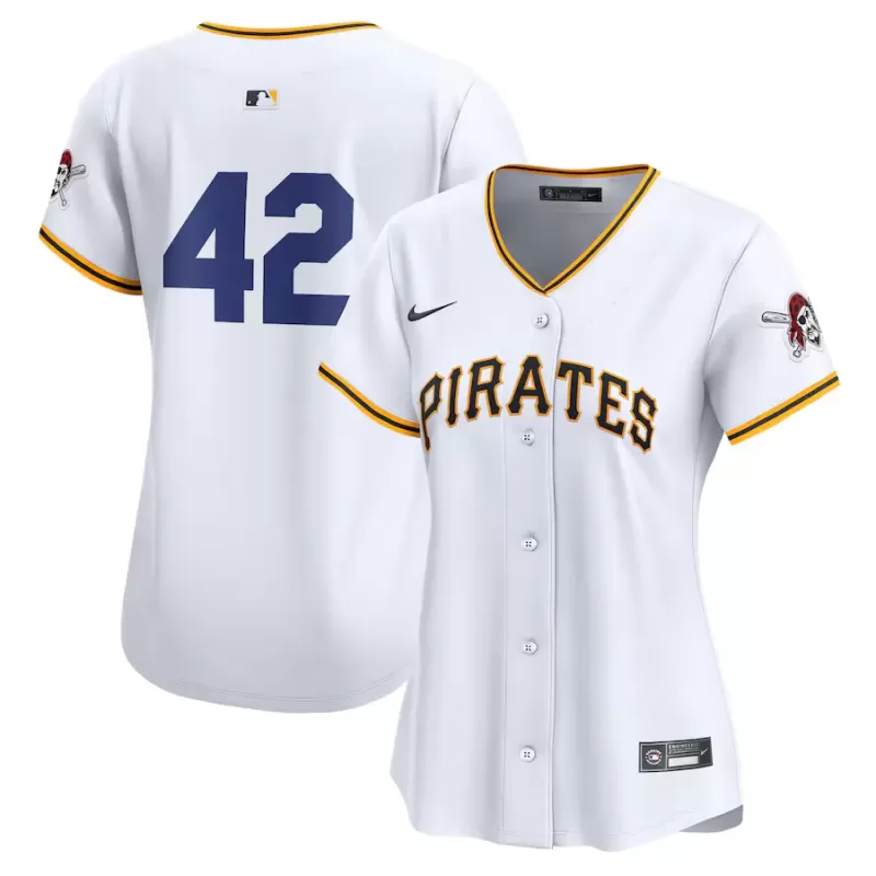 Women's Pittsburgh Pirates Nike White 2024 Jackie Robinson Day Home Limited Jersey Women's Pittsburgh Pirates Nike White 2024 Jackie Robinson Day Home Limited Jersey