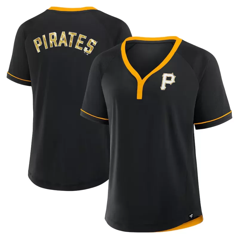 Women's Pittsburgh Pirates Fanatics Black League Diva Star Raglan V-Neck T-Shirt Women's Pittsburgh Pirates Fanatics Black League Diva Star Raglan V-Neck T-Shirt