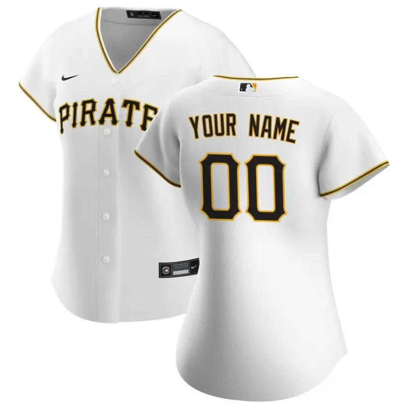 Women's Pittsburgh Pirates Nike White Home Replica Custom Jersey Women's Pittsburgh Pirates Nike White Home Replica Custom Jersey