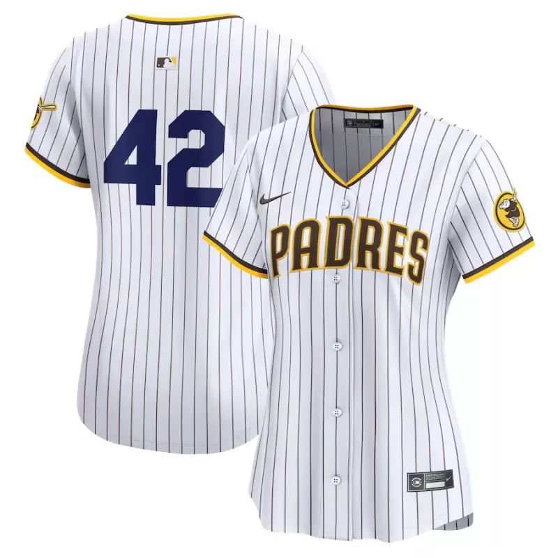 Women's San Diego Padres Nike White 2024 Jackie Robinson Day Home Limited Jersey Women's San Diego Padres Nike White 2024 Jackie Robinson Day Home Limited Jersey