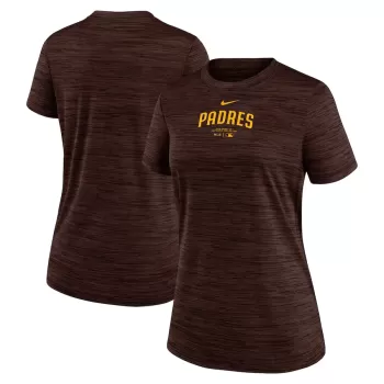 Women's San Diego Padres Nike Brown Authentic Collection Velocity Performance T-Shirt Women's San Diego Padres Nike Brown Authentic Collection Velocity Performance T-Shirt