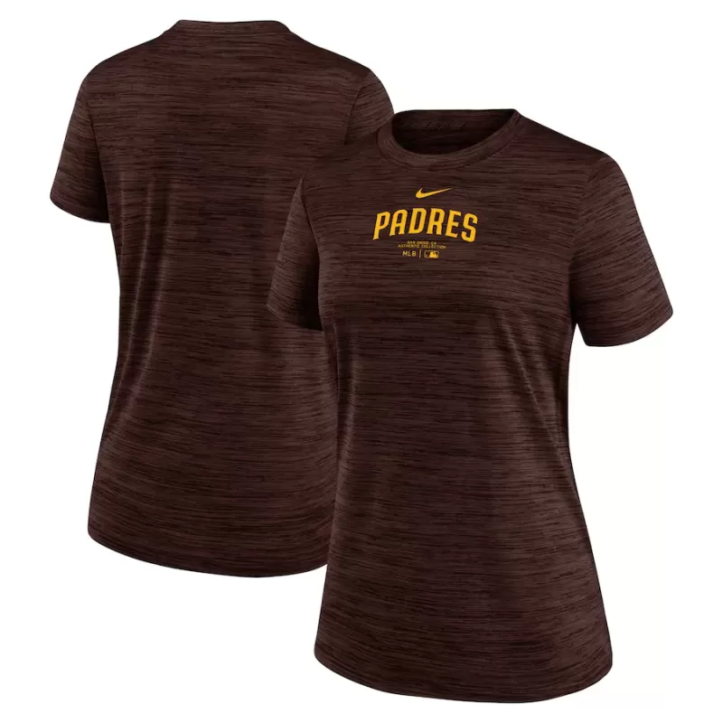 Women's San Diego Padres Nike Brown Authentic Collection Velocity Performance T-Shirt Women's San Diego Padres Nike Brown Authentic Collection Velocity Performance T-Shirt