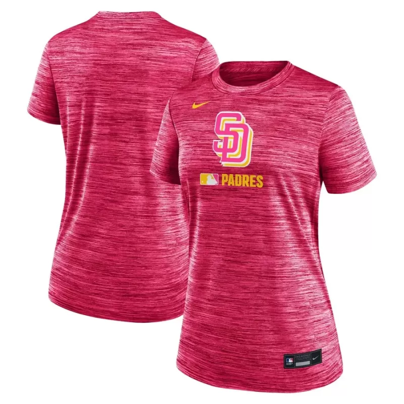 Women's San Diego Padres Nike Pink Authentic Collection City Connect Velocity Performance T-Shirt Women's San Diego Padres Nike Pink Authentic Collection City Connect Velocity Performance T-Shirt