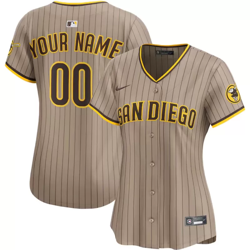 Women's San Diego Padres Nike Sand Alternate Limited Custom Jersey Women's San Diego Padres Nike Sand Alternate Limited Custom Jersey