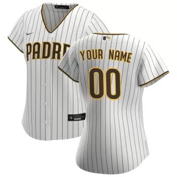 Women's San Diego Padres Nike White Home Replica Custom Jersey Women's San Diego Padres Nike White Home Replica Custom Jersey