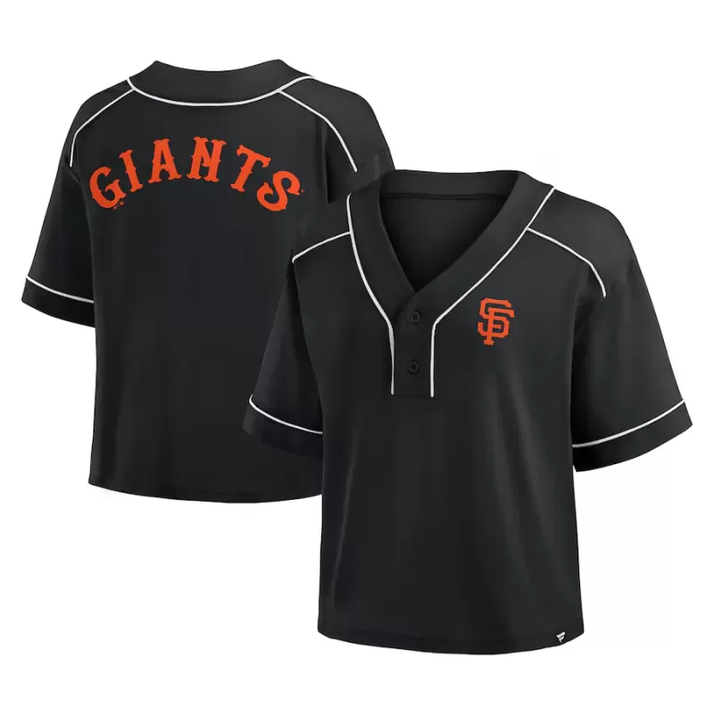 Women's San Francisco Giants Fanatics Black Oversized Champ Game Cropped V-Neck T-Shirt Women's San Francisco Giants Fanatics Black Oversized Champ Game Cropped V-Neck T-Shirt