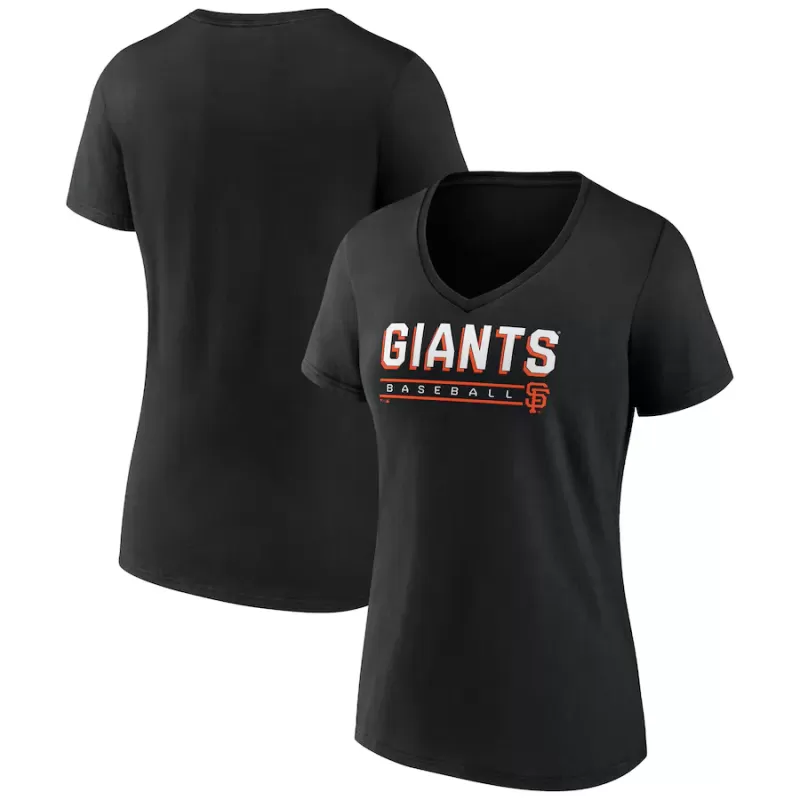 Women's San Francisco Giants Fanatics Black V-Neck T-Shirt Women's San Francisco Giants Fanatics Black V-Neck T-Shirt