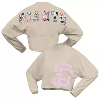 Women's San Francisco Giants Fanatics Cream Floral Preppy Cropped Long Sleeve T-Shirt