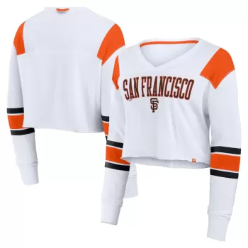 Women's San Francisco Giants Fanatics White Stretch Cropped Fashion Long Sleeve T-Shirt Women's San Francisco Giants Fanatics White Stretch Cropped Fashion Long Sleeve T-Shirt