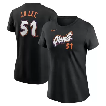 Women's San Francisco Giants Jung Hoo Lee Nike Anthracite 2025 City Connect Fuse Name & Number T-Shirt Women's San Francisco Giants Jung Hoo Lee Nike Anthracite 2025 City Connect Fuse Name & Number T-Shirt
