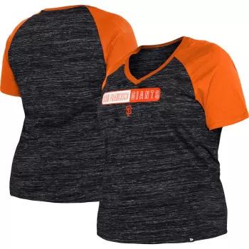 Women's San Francisco Giants New Era Black Plus Size Space Dye Raglan V-Neck T-Shirt