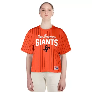Women's San Francisco Giants New Era Orange 2025 City Connect Boxy Pinstripe T-Shirt
