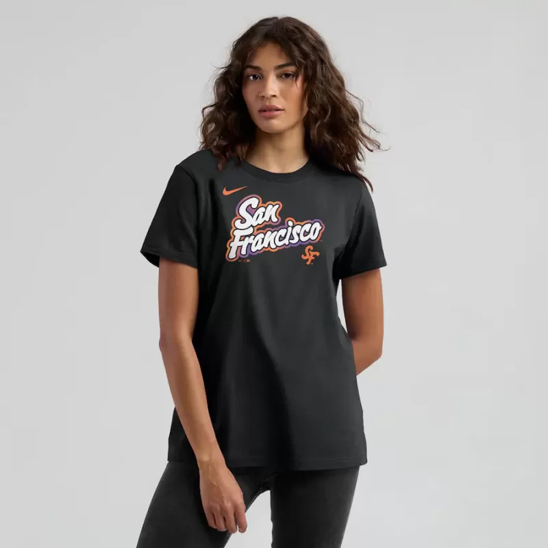 Women's San Francisco Giants Nike Black 2025 City Connect Wordmark T-Shirt Women's San Francisco Giants Nike Black 2025 City Connect Wordmark T-Shirt